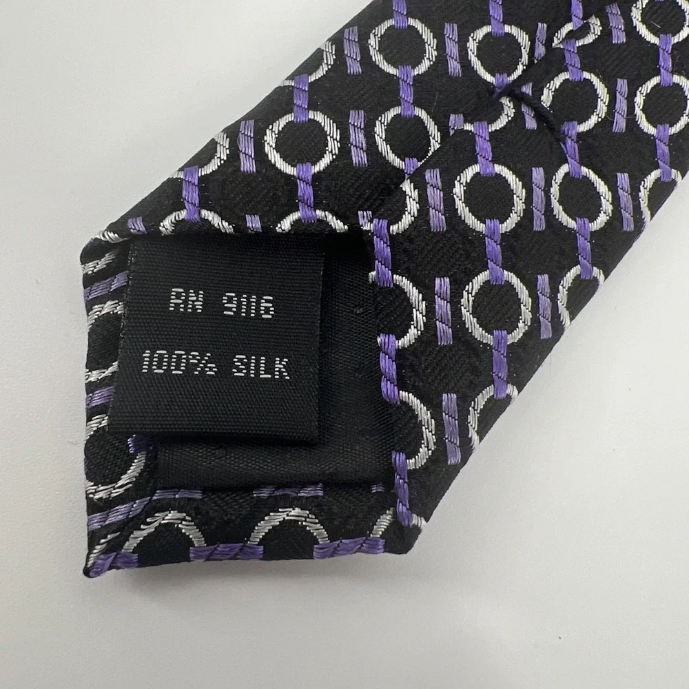 J.S. Blank & Company Men's 100% Silk Tie Black Purple Designer